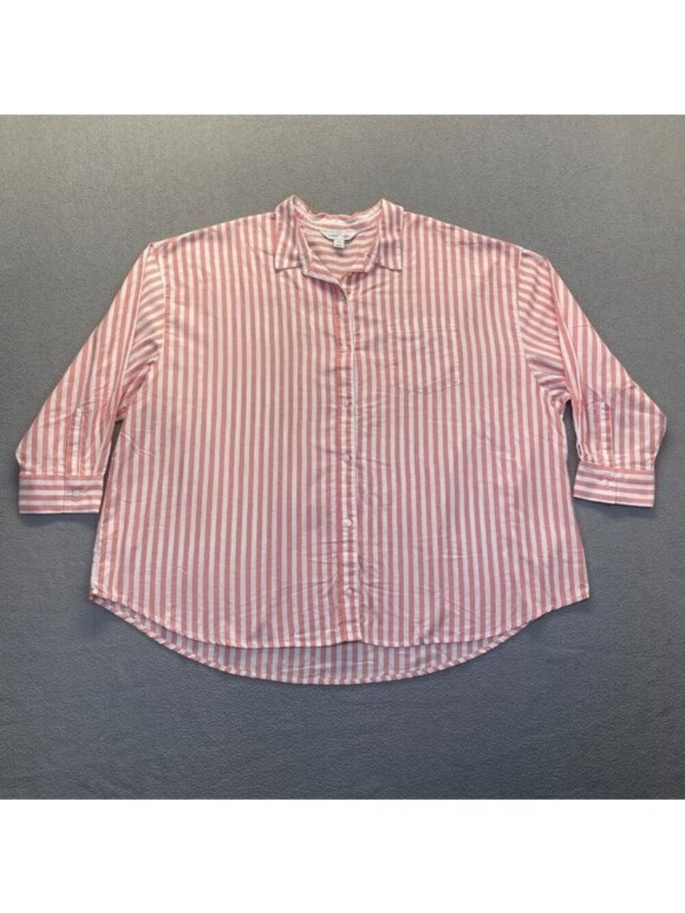 Old Navy Pink Striped Cotton Long Sleeve Boyfriend Button Down Size XXL Long Sle